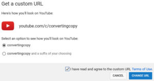 custom url screen youtube