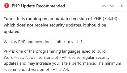 php update recommended